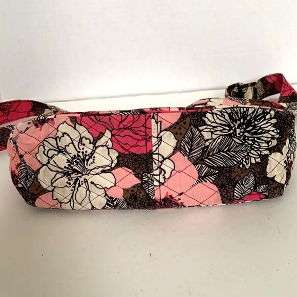 Vera Bradley Mocha Rouge Brown Pink Ecru Floral Quilted Crossbody Shoulder Bag - Picture 7 of 15